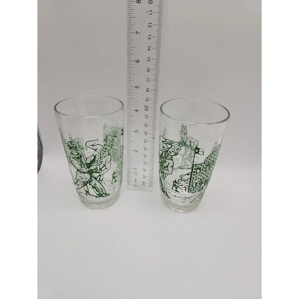 Davy Crockett Vintage Drinking Glass The Alamo Jam Jar Set Of 2